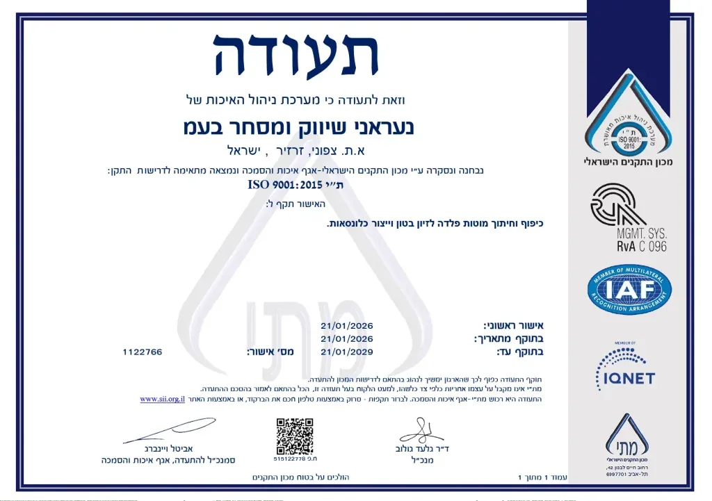 תעודת ISO 9001:2015