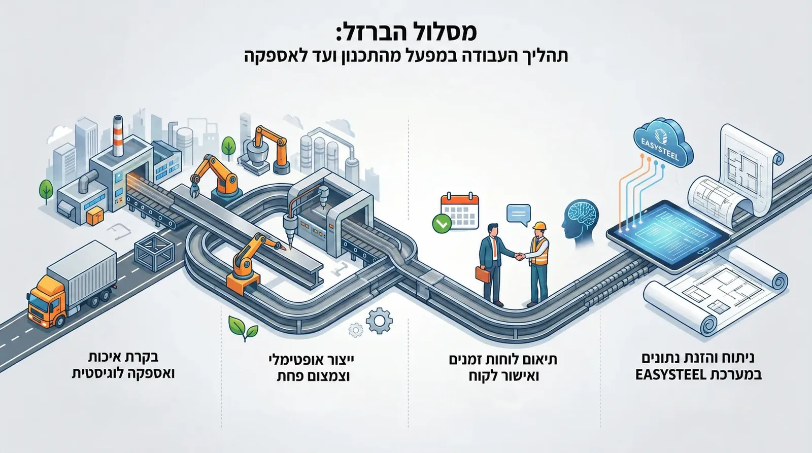תהליך עיבוד ברזל הזיון במפעל